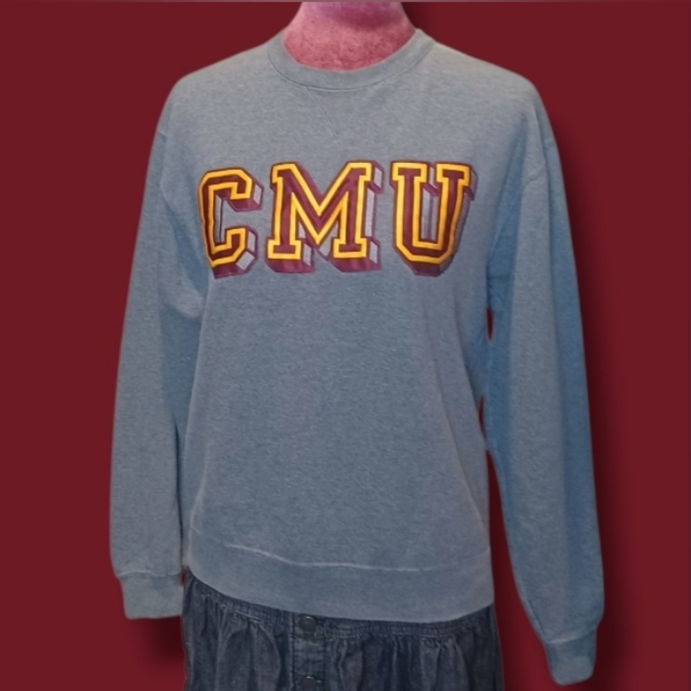 CMU Mens Embroidered SM Crewneck Central Michigan University Pullover Sweatshirt
